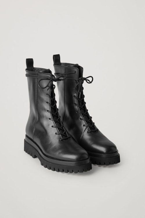 COS, Leather Lace-Up Chunky Boots, £180