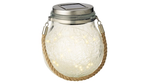 crackle glaze solar lantern with rope handle