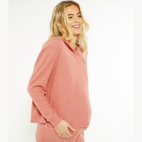 New Look maternity Pink Ribbed Jersey Lounge Coord