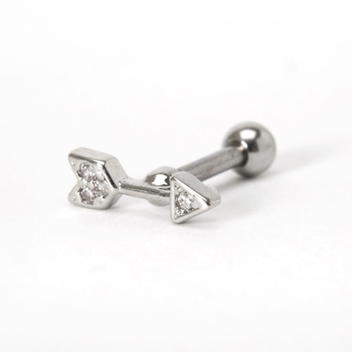 Claire's, Silver 16G Cubic Zirconia Arrow Tragus Stud Earring, £8