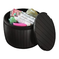 Keter 230897 37 Gallon Circa Natural Wood Style Round Outdoor Storage Table
