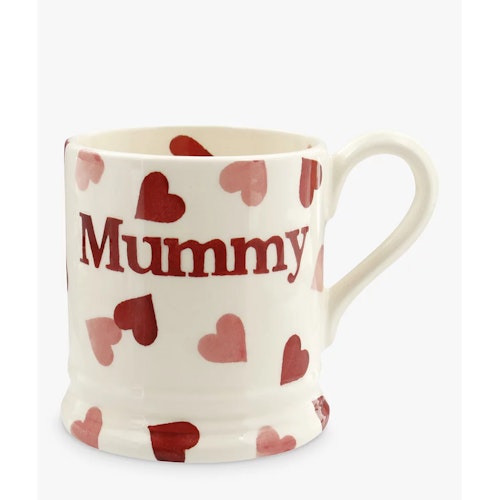 Emma Bridgewater Pink Hearts 'Mummy' Half Pint Mug, Pink/Multi, 280ml