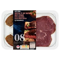 Sainsbury's Just Cook Beef Steaks with Garlic Butter 330g (Serves 2)