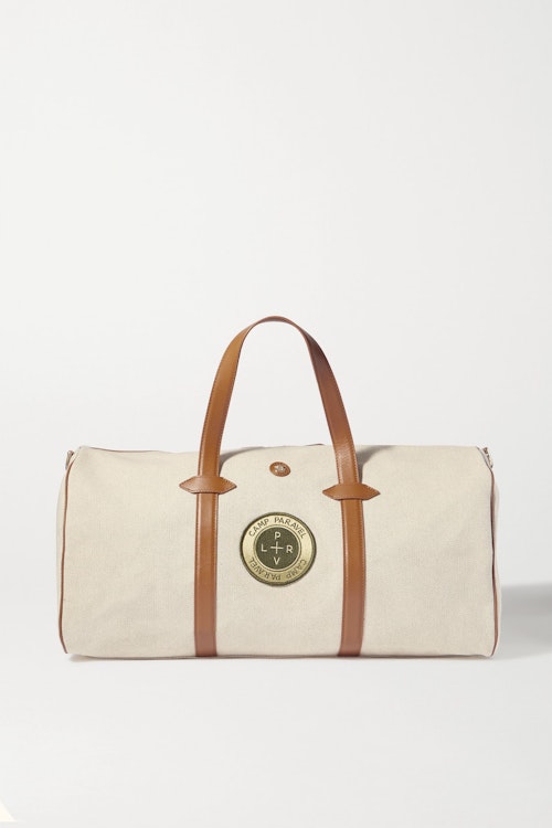 Paravel + Space, Giants Main Line Duffel appliquu00e9d leather-trimmed canvas weekend bag, £375
