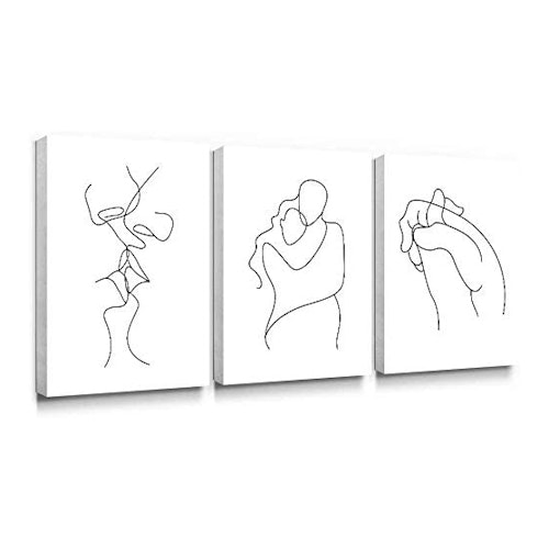 SUMGAR Love Canvas Wall Art Black and White