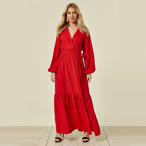 Ziggy Red Long Sleeve Maxi Dress
