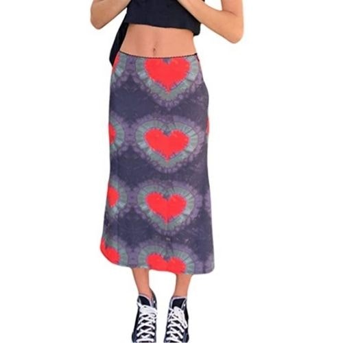 Women's Boho Heart Print Harajuku Skirt