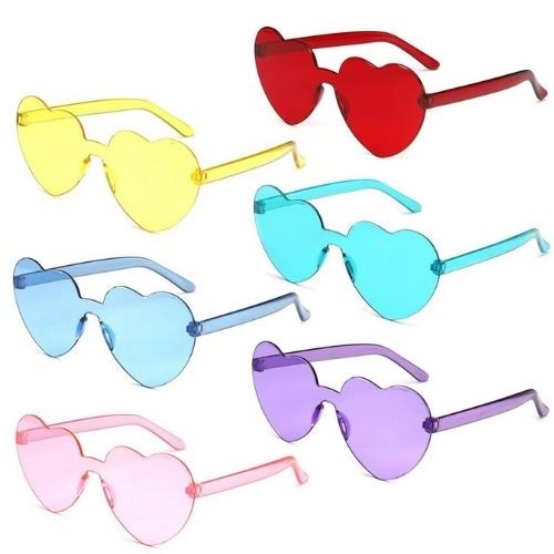 MEJOSER 6pcs Heart Shaped Rimless Glasses