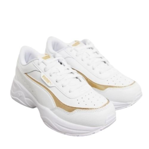 Puma Cilia Chunky Trainers in white and gold