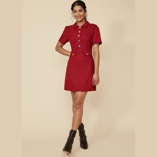 Premium Contrast Stitch Detail Shift Dress