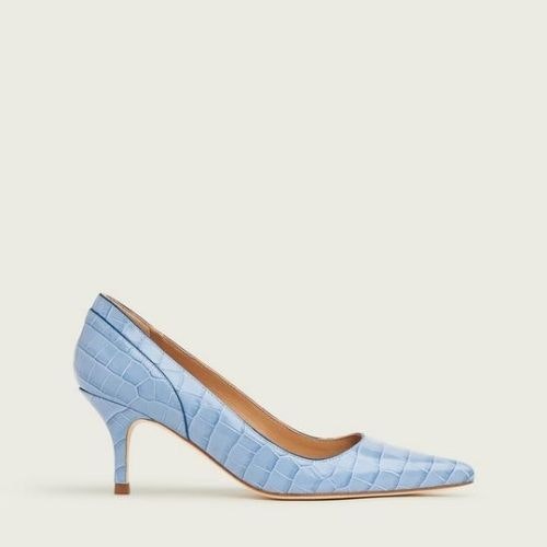 L.K.Bennett Franny Blue Croc-Effect Courts