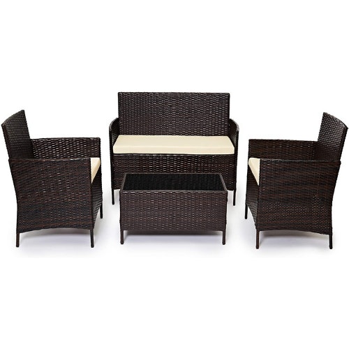 EVRE Rattan Garden Furniture 4 Piece Set