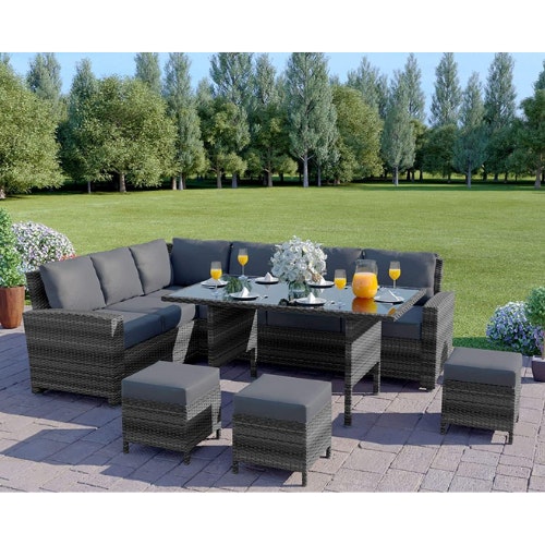 Abreo Rattan Dining 9 Seater Set