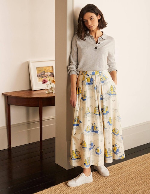 Livia Full Skirt - Ivory Nautical Voyage