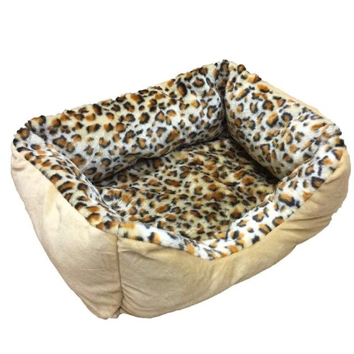 Petnap Heated Cat Bed with Leopard Print Design