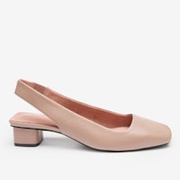 Leather Slingback Block Heel Shoes