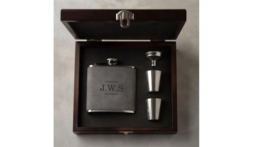 Personalised Initials Hip Flask Gift Set