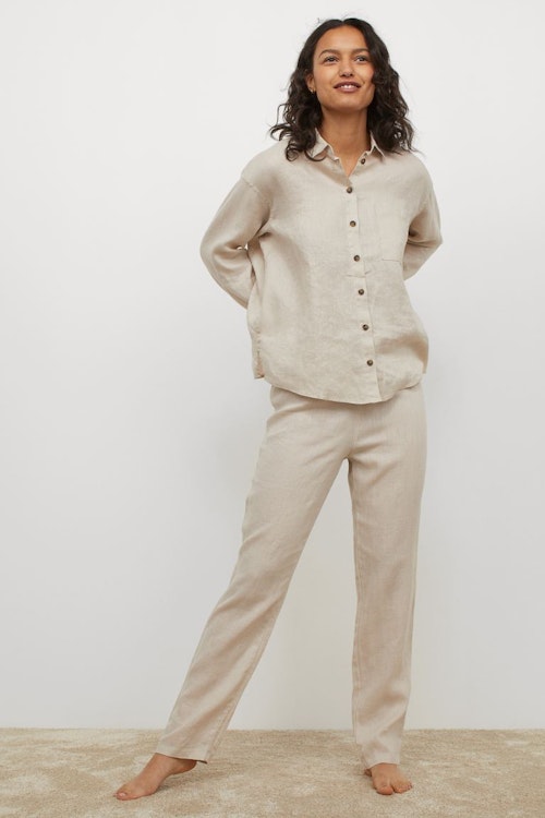 Best Womens pyjamas H&M, Washed linen pyjamas, £39.99
