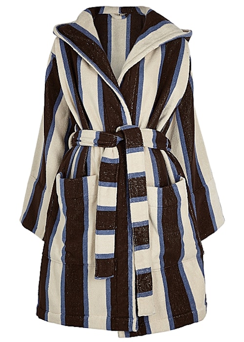 Best Womens pyjamas Tekla, Unisex striped hooded terry cotton robe, £170