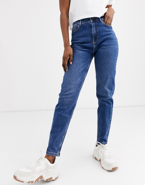 Pieces Kesia high waist mom jean in blue