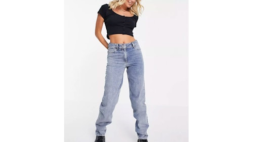 COLLUSION x014 90s baggy mid rise dad jeans in washed blue