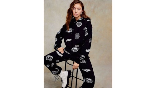 Topshop virtual reality print sweatshirt in black