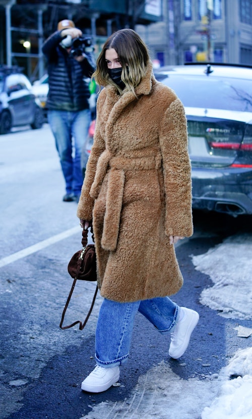 7. Hailey's Teddy Coat Look