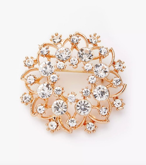 John Lewis & Partners Vintage Crystal Flower Brooch, Gold