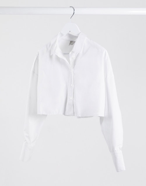 ASOS LUXE cropped shirt in white