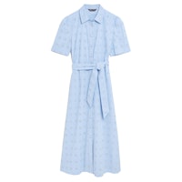 Pure Cotton Broderie Midi Shirt Dress