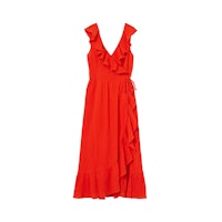 Flounce-trimmed cotton dress