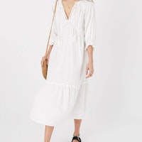 Crinkle tiered maxi dress in pure cotton white
