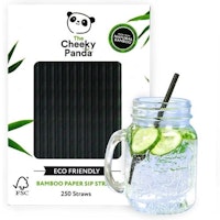 The Cheeky Panda Bamboo Paper Black Sip Straws