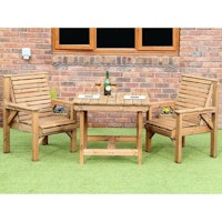 Wooden Garden Furniture Patio Set 2 Chairs and 3-Foot Square Table