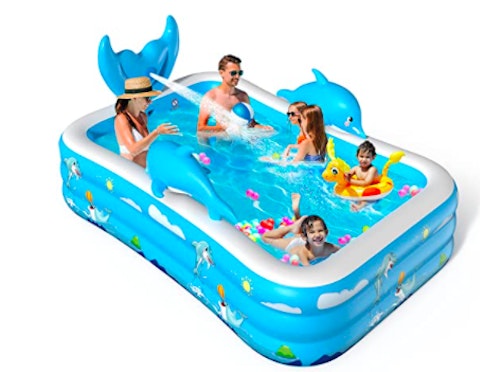 VOXON Inflatable Swimming Pool, Padding Pool Swim Centre Pools for Kids Adults Family Indoor Outdoor Garden Toys Game Above Ground, Backyard, Garden, Summer Water Party, 250 x 180 x 55 cm