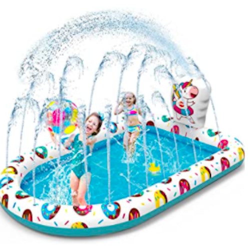 VATOS Inflatable Sprinkler Paddling Pool for Kids 3 In 1 Wading Pools Kiddie Summer Swimming Pool 65u201dx 43u201d