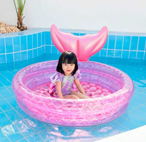 Shakala Inflatable mermaid pool home pink round swimming pool