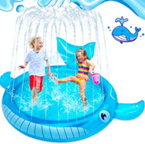 LUKAT Sprinkler Splash Water Pad Upgraded Whale Inflatable 3 In 1 splash pad