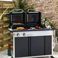 GoodHome Rockwell Black Charcoal & gas Hybrid barbecue