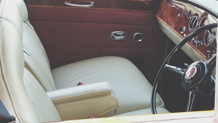 The leather interior of a classic car The leather interior of a classic car