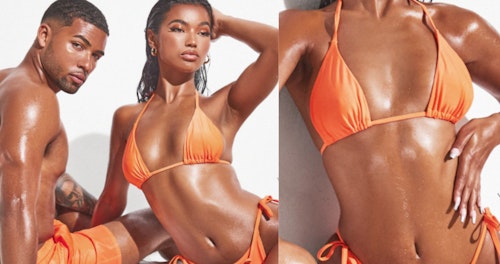 Orange Mix & Match Recycled Fabric Triangle Bikini Top