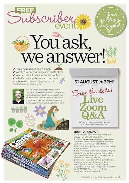 Take part in our unique subscriber Zoom event Take part in our unique subscriber Zoom event