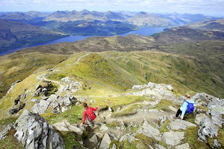 Leaving Ben Lomond Summit Heading for the Ptarmigan ridge Scotland Leaving Ben Lomond Summit Heading for the Ptarmigan ridge Scotland