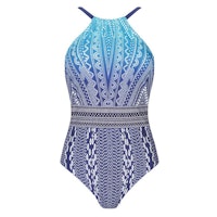 Bohemian Chic One-Piece High Neck Swimsuit