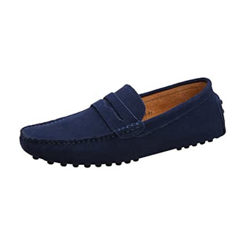 Jamron Men's Suede Leather Penny Loafers Comfort Driving Shoes Moccasin Slippers