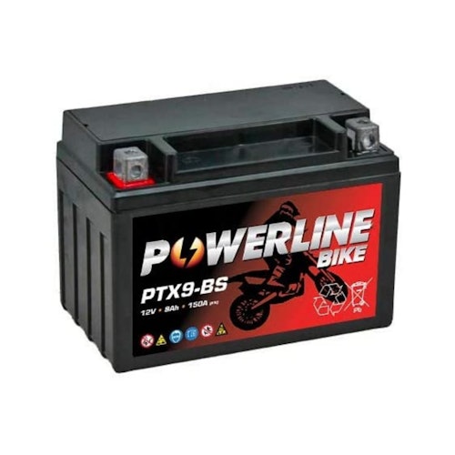 PTX9-BS Powerline Factory Sealed Motorcycle Battery 12V 9Ah