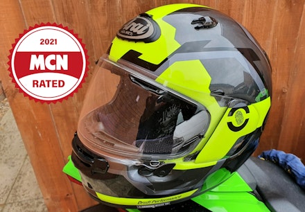 Arai Quantic on the back of a motorcycle Arai Quantic on the back of a motorcycle