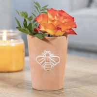 Small Terracotta Single Bee Motif Plant Pot