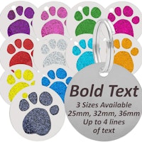 Personalised Engraved Round Glitter Paw Print