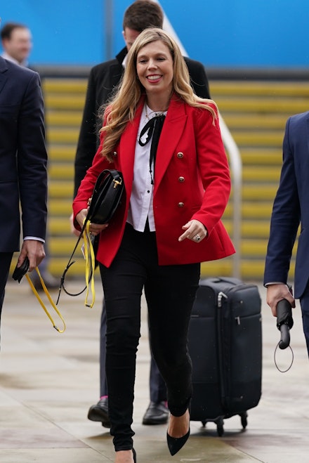 Carrie Johnson wearing a blazer from Zara Carrie Johnson wearing a blazer from Zara